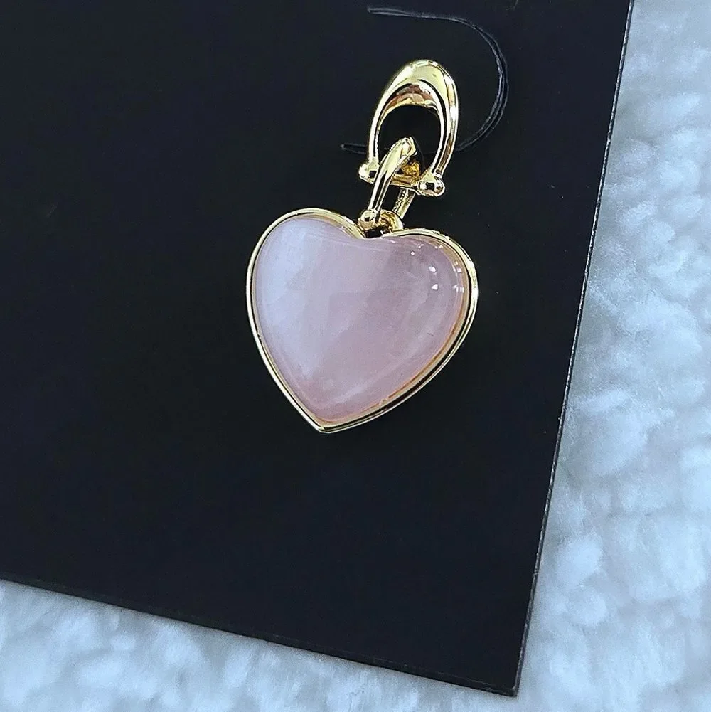 Coach Carved Rose🌹Quartz Heart💕 Drop Earrings